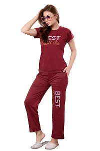 BAILEY SELLS Women Printed Maroon  Night Suit Set-thumb1