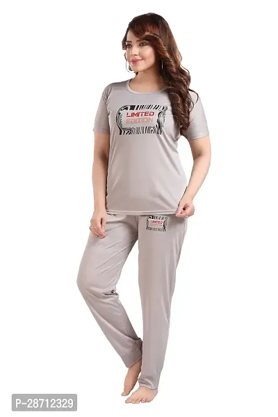 Classic Lycra Printed Top and Pyjama Nighty for Women-thumb0