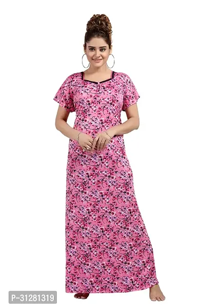 Trendy Satin Printed Nighty For Women-thumb4