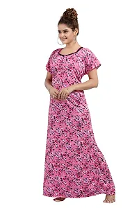 Trendy Satin Printed Nighty For Women-thumb4