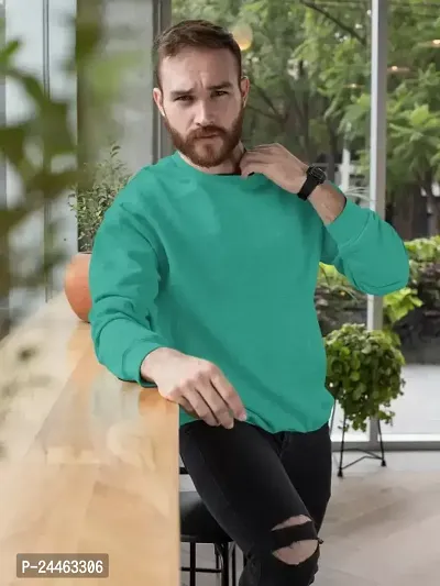 Stylish Green Cotton Blend Solid Sweatshirts For Men-thumb0