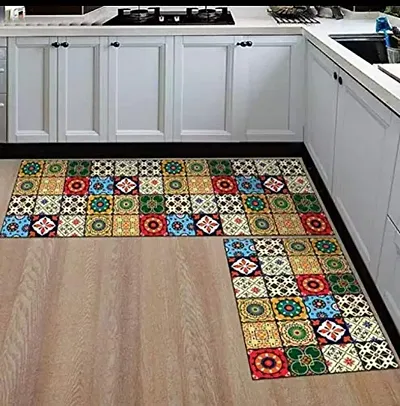 Combo of Digital Printed Runner & Mat for Kitchen