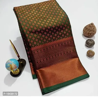 Classic Silk Blend Jacquard Saree with Blouse piece-thumb0