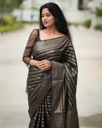 New In Art Silk Saree with Blouse piece 