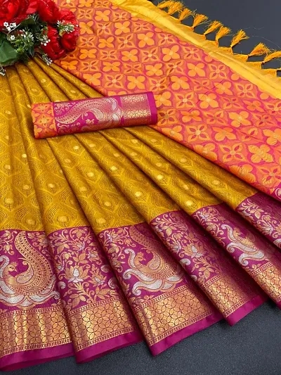 Banarasi Silk Festivewear Jacquard Sarees with Blouse Piece