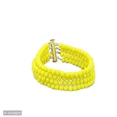 Manbhar Gems - Semi Precious Gemstone Crystal Stone Beads Bracelet for Women and Girl 4 Rows Yellow Colour Bracelet Fashion Jewellery-thumb3