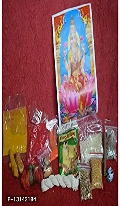 Manbhar Gems Diwali Pooja Samagri with Full Articles, Prayer Kit ( Multicolour)-thumb0