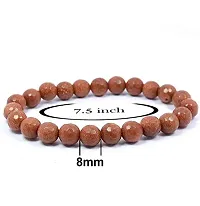 Manbhar Gems Natural Sunstone/Goldstone Beads Bracelet for Reiki Healing Stretchable Elastic Handmade Rakhi Bracelet Brown Colour for Women and Men Fashion Jewellery-thumb2