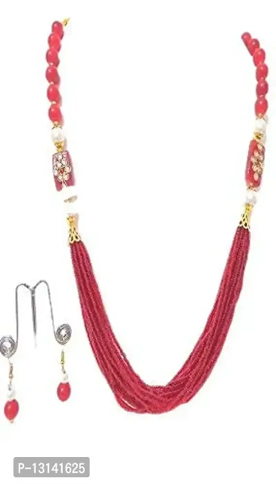 Manbhar Gems Red-Orange Colour Wonderful Designer Chid Styled Necklace for Women