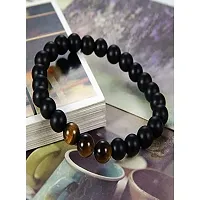 Manbhar Gems Natural Black Onyx with Tiger's Eye Beads Bracelet for Reiki Healing Stretchable Elastic Handmade Rakhi Bracelet Black Colour for Women and Men Fashion Jewellery Earring 1 Pair-thumb3