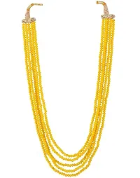 Manbhar Gems - Crystal Gemstone Beads Necklace Set for girl and Women 5 layer Mala With Stud Earring stylish traditional Beaded Fashion jewellery (Yellow)-thumb2