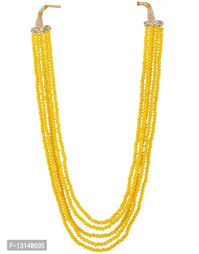 Manbhar Gems - Crystal Gemstone Beads Necklace Set for girl and Women 5 layer Mala With Stud Earring stylish traditional Beaded Fashion jewellery (Yellow)-thumb3