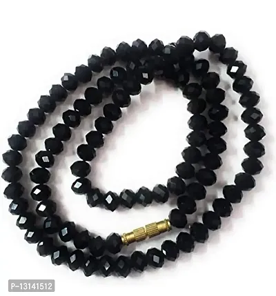 Manbhar Gems Crystal Necklace Round Faceted Beads 1 Layer Unique Black Color Mala for Girl and Women Fashion Jewellery-thumb0