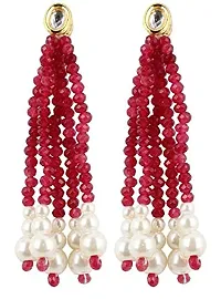 Manbhar Gems Red Onyx and Victorian Bead Traditional Designer Fashion Necklace Set with Earring for Women and Girl Multi Layer Red Mala Jewellery-thumb3