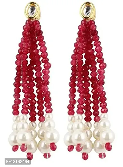 Manbhar Gems Red Onyx and Victorian Bead Traditional Designer Fashion Necklace Set with Earring for Women and Girl Multi Layer Red Mala Jewellery-thumb4