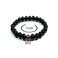 Manbhar Gems Natural Black Tourmaline with Tiger Eye Beads Bracelet for Reiki Healing Stretchable Elastic Handmade Rakhi Bracelet Black Colour for Women and Men Fashion Jewellery-thumb2