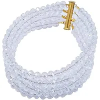 Manbhar Gems - Semi Precious Gemstone Crystal Stone Beads Bracelet For Women and Girl 4 Rows Jewelery White Crystal Bracelet Fashion Jewellery-thumb1