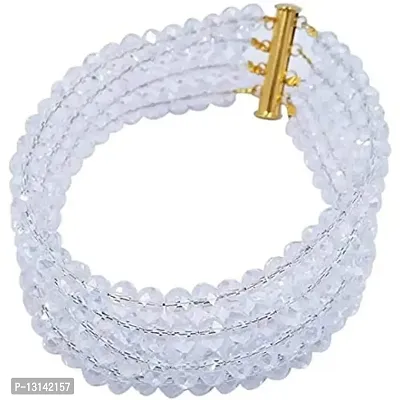 Manbhar Gems - Semi Precious Gemstone Crystal Stone Beads Bracelet For Women and Girl 4 Rows Jewelery White Crystal Bracelet Fashion Jewellery-thumb2