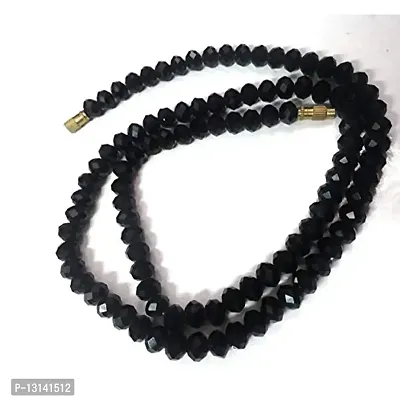 Manbhar Gems Crystal Necklace Round Faceted Beads 1 Layer Unique Black Color Mala for Girl and Women Fashion Jewellery-thumb2