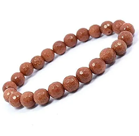 Manbhar Gems Sunstone/Goldstone Beads Bracelet for Reiki Healing Stretchable Elastic Handmade Rakhi Bracelet Colour for Women and Men Fashion Jewellery