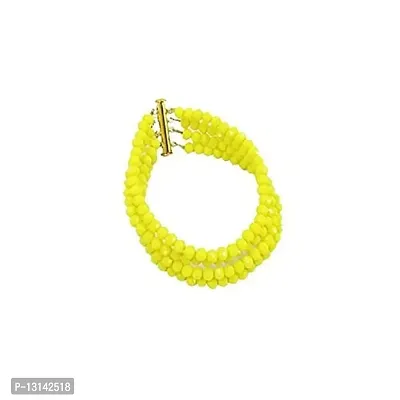 Manbhar Gems - Semi Precious Gemstone Crystal Stone Beads Bracelet for Women and Girl 4 Rows Yellow Colour Bracelet Fashion Jewellery-thumb2