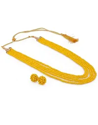 Manbhar Gems - Crystal Gemstone Beads Necklace Set for girl and Women 5 layer Mala With Stud Earring stylish traditional Beaded Fashion jewellery (Yellow)-thumb3