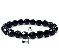 Manbhar Gems Natural Black Onyx Diamond Cut 8 mm Gemstone Beads Bracelet Round Faceted Reiki Healing and Crystal Healing Bracelet for Unisex Fashion Jewellery-thumb2