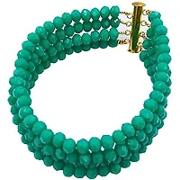 Manbhar Gems - Semi Precious Gemstone Crystal Stone Beads 4 Rows Bracelet Green Colour for Women and Girl Fashion Jewellery-thumb1