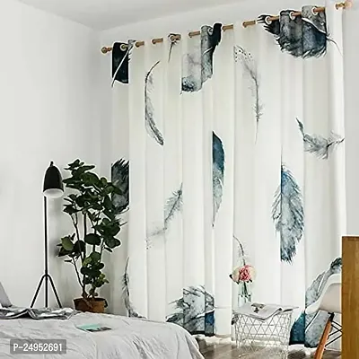 NF 3D Feather Digital Printed Polyester Fabric Curtains for Bed Room, Living Room Kids Room Curtains Color White Window/Door/Long Door (Size: 48 x 84 Inch)