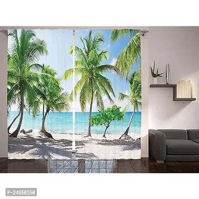 NF 3D Waterfall Digital Printed Polyester Fabric Curtain for Bed Room, Living Room Kids Room Curtains Color Green Window/Door/Long Door (D.N.21) (1, 4 x 9 Feet ( Size : 48 x 108 Inch) Long Door)-thumb0