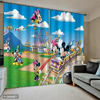 S24 3D Mickey Mouse Digital Printed Polyester Fabric Curtains for Bed Room, Kids Room Curtains Color Sky Window/Door/Long Door (D.N.440) (4 x 7 Feet (Size: 48 x 84 Inch) Door, 1)