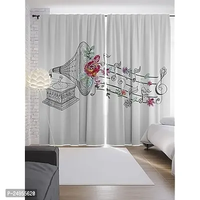 S24 3D Music Digital Printed Polyester Fabric Curtains for Bed Room, Living Room Kids Room Curtains Color White Window/Door/Long Door (D.N.349) (1, 4 x 5 Feet (Size: 48 x 60 Inch) Window)