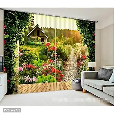 NF 3D Garden Digital Printed Polyester Fabric Curtain for Bed Room, Living Room Kids Room Curtains Color Green Window/Door/Long Door (D.N.20) (1, 4 x 7 Feet (Size : 48 x 84 Inch) Door)