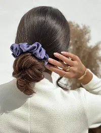 Mulberry Silk Oversized Scrunchies - Pack Of 3 - Black, Blue And Silver-thumb1