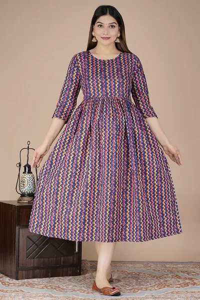 Designer Rayon Printed Flared Maternity Kurta