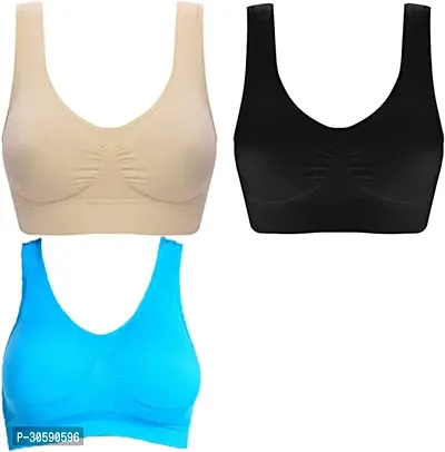 Women's Non Padded Non Wired Cotton Full Coverage Bra pack of 3-thumb0