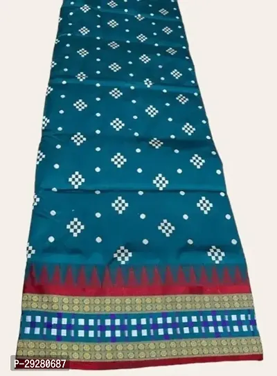 Stylish Silk Blend Blue Printed Saree with Blouse piece-thumb0