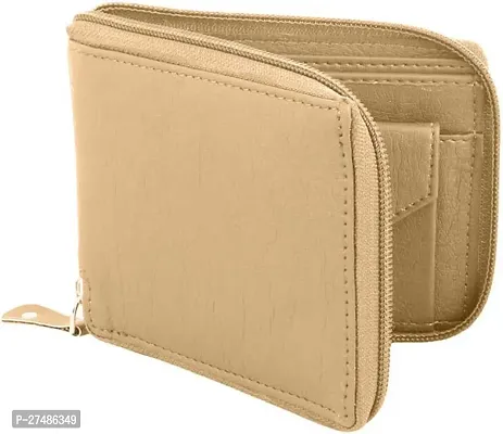 Stylish Beige Leather Solid Wallet For Men-thumb0