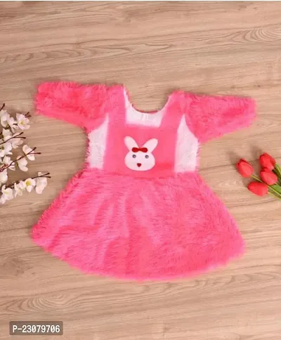 Elegant Pink Cotton Self Pattern Frocks For Girls