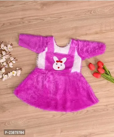 Elegant Pink Cotton Self Pattern Frocks For Girls