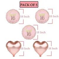 XBH 5 Piece Sweet 16 Print Combo Foil Balloons For Birthday Decoration/Party Supplies (Random Color) - Pack of 5 Pieces-thumb2