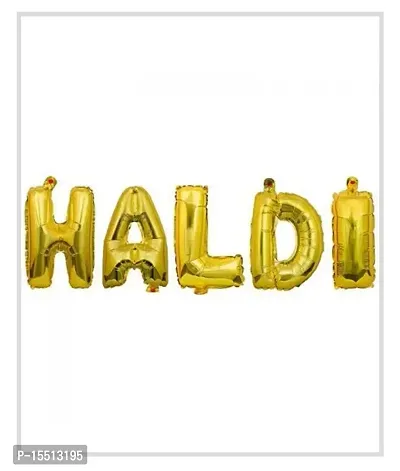 XBH Golden MEHNDI Letter Foil Balloon For Wedding/Party/Celebration - (Set of 5 Alphabets) (HALDI)