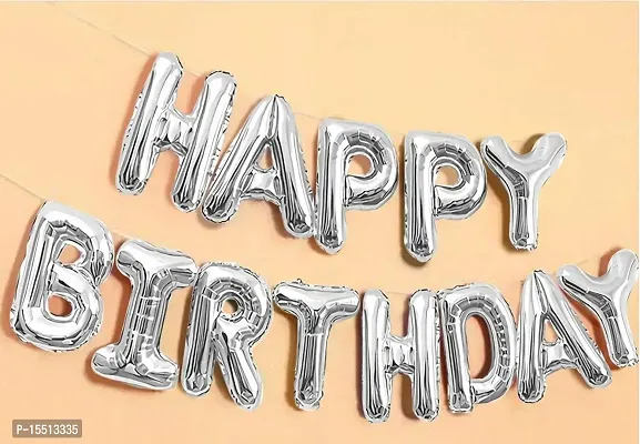 XBH (16 Inch) Happy Birthday Letter Foil Balloon Birthday Party Supplies , Happy Birthday Balloons for Party Decoration - Silver in 13 pic (HAPPY BIRTHDAY SILVER)