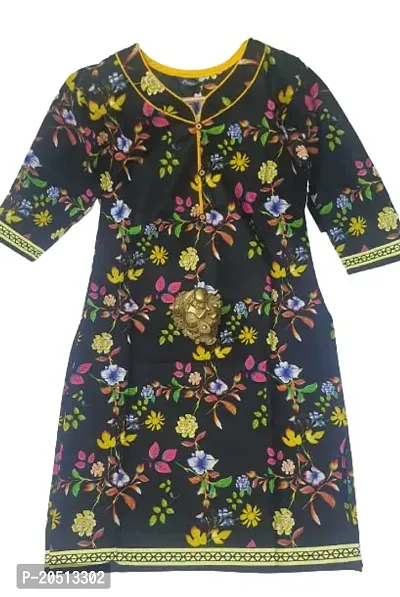 Stylish Black Cotton Stitched Kurta For Women