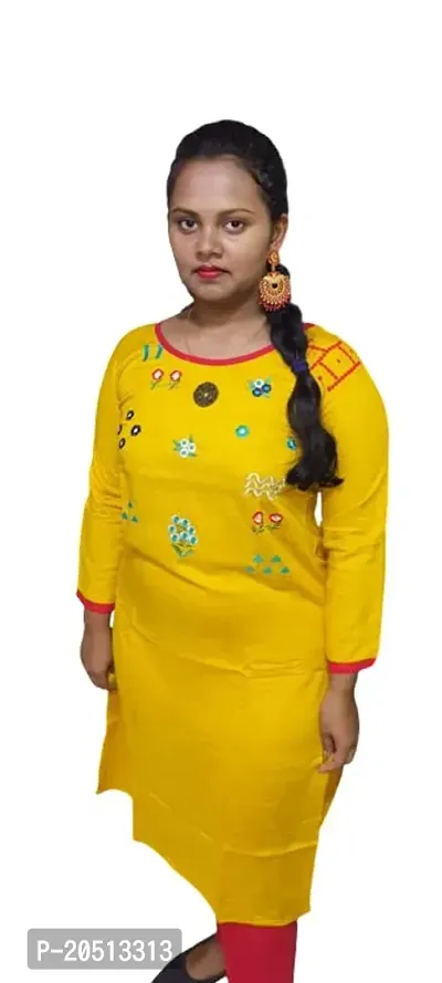 Stylish Yellow Cotton Stitched Kurta For Women