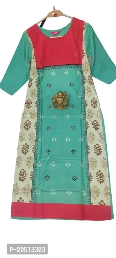 Stylish Green Cotton Stitched Kurta For Women