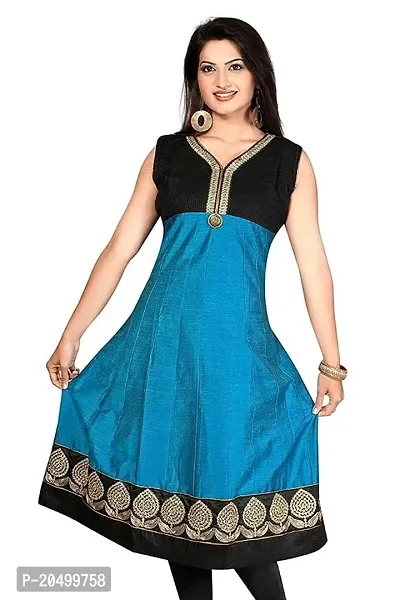 Stylish Blue Cotton Stitched Kurta For Women