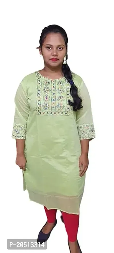 Stylish Green Cotton Stitched Kurta For Women