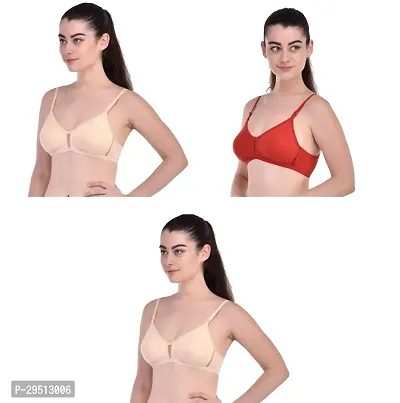 Stylish Purple Cotton Solid Bras For Women Pack Of 3