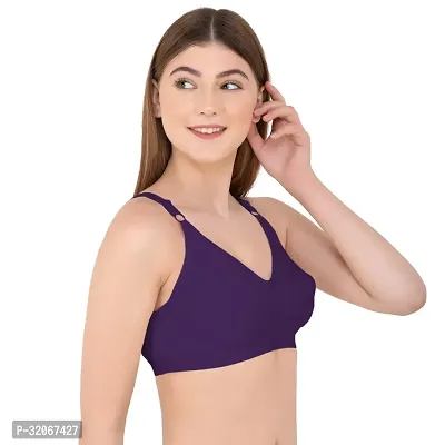 Trendy Cotton Purple Solid Bra For Women